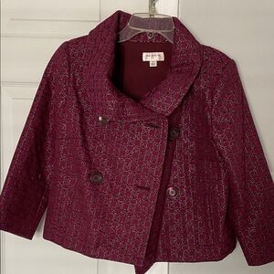 Isaac Mizrahi Deep Burgundy Textured Jacket